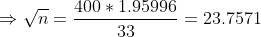 Vn- 400* 1.95996 33 23.7571