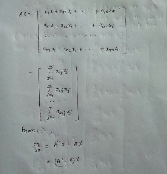 2) 11 122, 2, 3 .- AX= + and (21X1+ 02 , + + + + (ทใ ay at ang X₂ + ... + annan aj xj I Quy ay S j Anja from 2. ATX + AX - 2Y