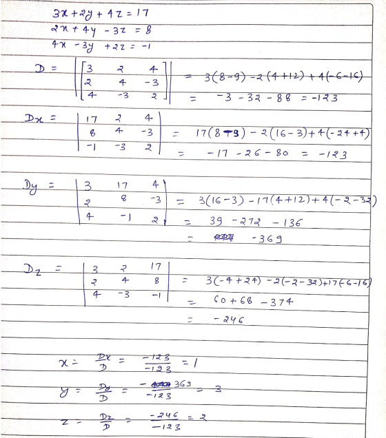 3x+29+42 - 17 21 + 49 - 37 = 8 4-0 - 39 + २ = | 3 २ २ 4 38-9)२ (4++2) +4(-6-16) -3 4 -3 %3D -3 - 3२ - 88 = -123 Dx = 17 4 PA