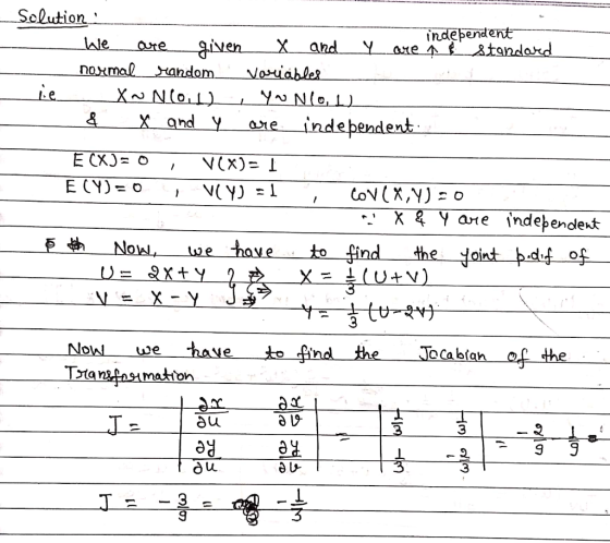 Selution indepentent Wle given nожтаl хаndom. X and are Voiabler X~N(oL) TT0)N ~h independent X and Y are Е СХ) о V(x)= E CY
