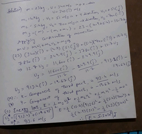 Solatn) 2 U 340Ms n+ x-asis U= 340 () mls M si mls in 1 dielion, U+1) 00 msin kdivectin, 2-oo -) 23-(4.9+54) 12.k / M3=(m) -(