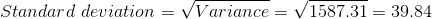 Standard deviation-VVariance = 1587.31-39.84