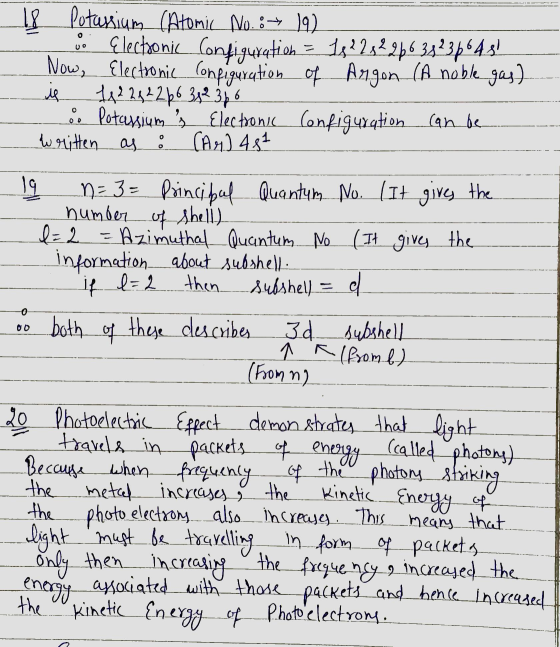 18 Potassium (Atomic No. : 19) - Electronic Configuration 18228226633236643! Now, Electronic Configuration of Argon (A noble