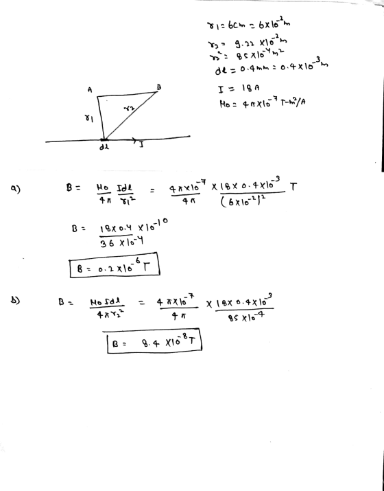 81=6cm = 6x10m = 9.22x10²m na 85x107m2 de = 0.4mm : 0.4x10-2m I 189 Mo = 40x10*7-m/A А. D 81 F dl a) BE Ho Ide 49 812 4 axlo