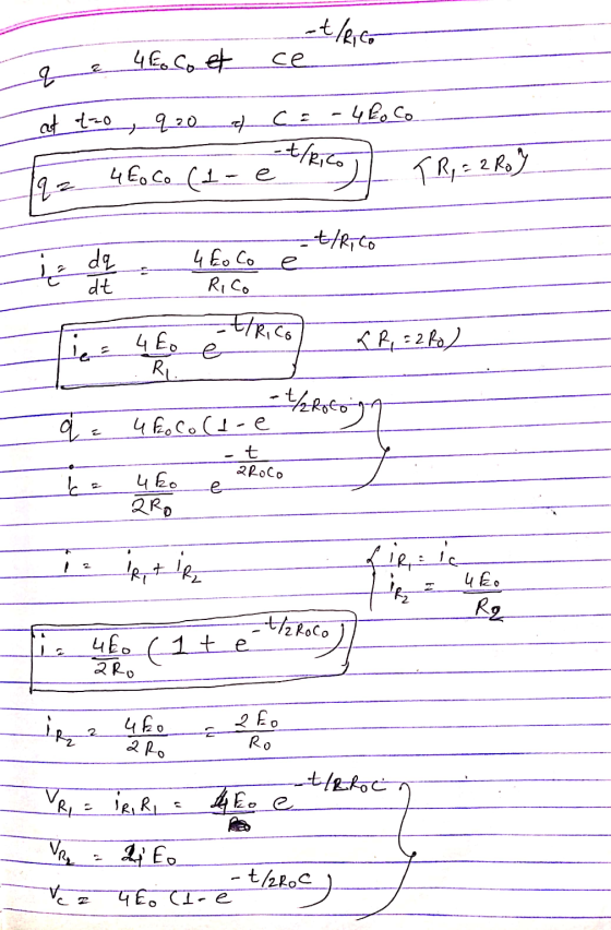 ce trigo q e 4 foco et at t=0 q 20 CE - 4 €. Co Jaz 4€oco (1 - e rico TR, = 2 Roy - عاع عن -----ttrico 4 foco e Rico -ETRICO