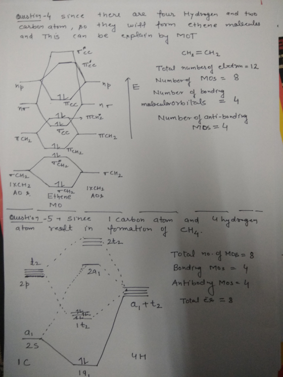 carbon atom,po the witt term eth and Th is can be enplatn by MOT wiR torm ehene malaanas rce CHz = CH2 Number! Mos- Number al bondr hp Number of anti-bend 2. IXCH2 MO tn tomattom 01 CH 41 Total no. MDS = 8 BondMos 2A1 2p a1 2.s 1 C 1レ 191