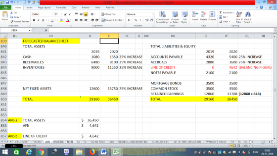 BOND - Microsoft Excel (Product Activation Failed) Add-Ins File Home Insert Page Layout Formulas Data Review View - 2x % Cut