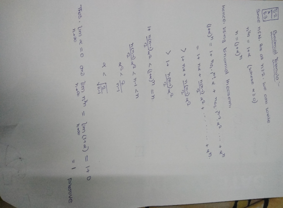 Binomial Formula 15.3 Since NEN, pox all naz, we can write (whese a> o) nim = 1+2 n=(1+2) Hence, using binomial theorem Utan