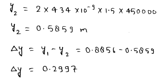 4 ।। 2x434 x109 X 1.5 X 450000 2 - 0.5859 m 2 A1 ८ ५.५० = 0.8856 -0.5859 . ay 0.2997