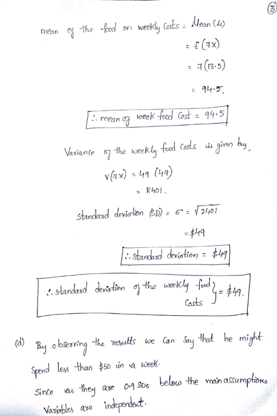 mgan the weekly Cats ,Uean (1) en 13.5 94.5 mean o loee asianfe the wee e^ qive) Standard devialon朗: 6·12- 49 Cacts Spend les