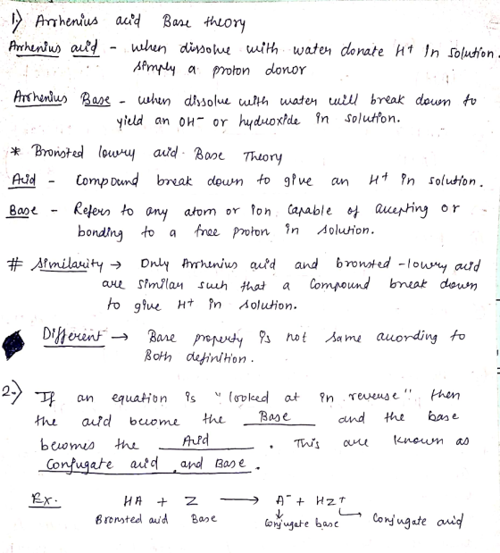 LLL 1) Arrhenius acid Base theory Arrhenius and when dissolue with water donate Ht In solution. o simply a proton donor Arrhe