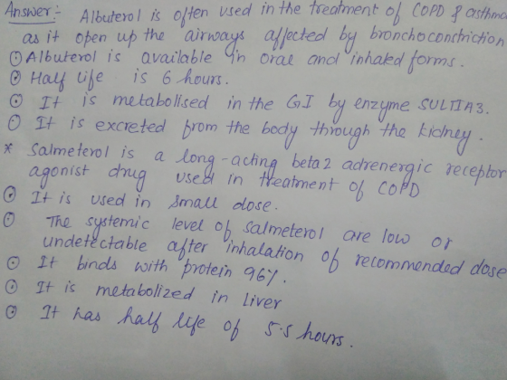 tnsheY5 Albuterol is olten vsed in the treament 있 COPD p Albuterl s available ora ancl inhakd forms An as it open up the vair