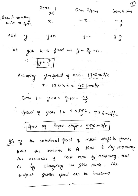 Gear I Gear 2/3(20) (20) Gear 4 (60) Gear is totaling with a rom. 2. - 3 wix Aeld y yta yox as gear u is fixed as y- A = 0 Jy