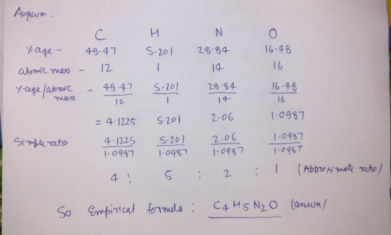 Augwer: с н No Yage - 49.47 5.201 28.84 16.48 atonic mass - 12 14 16 yegelatonic - 49.47 5.2012 8.84 16.48 mees 12 T = 4.1225