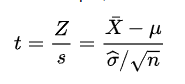 X – μ t= Z — S ô / vn