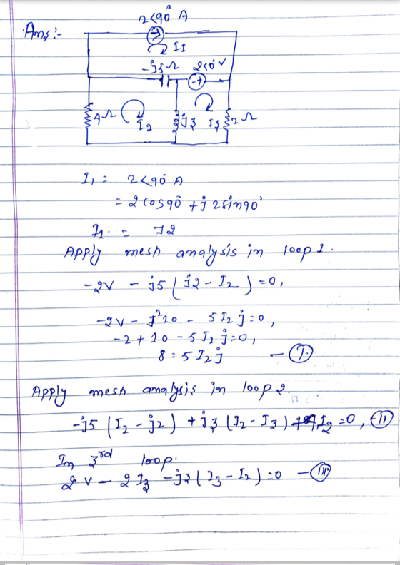 a 2,90 A Ams? 11 is grow 2 1 290 A - 21059ộ ti zsingo 19. Apply_meshanalysis in oops: V - 35 452 - 12) =0, _3220 - 512 j = 0,