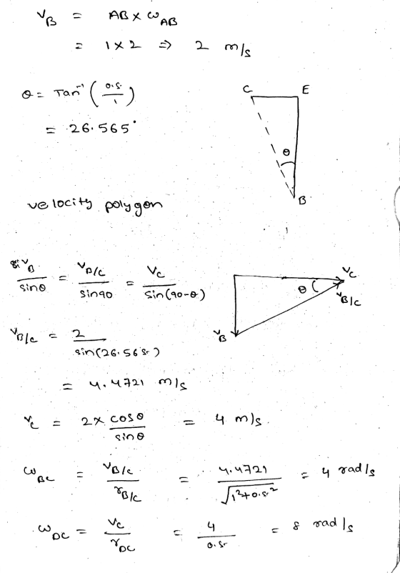 or (1 ABX WAB 1x 2 2 Sle Tant E 5.26.565 velocity polygon Ali Vc ve Quis Sin90 c sin (90-0) Plan Ble 1. 2 sini (26. 5684 ) 4