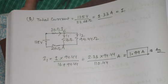 Total Cument= 125 V 53.68 2 = 2.33 4 = I 20 52 12 S162 125V 94.4452 t 99 A I,1x 94.44 2.32 X9y.44 A 16+ 94.44 1o.44