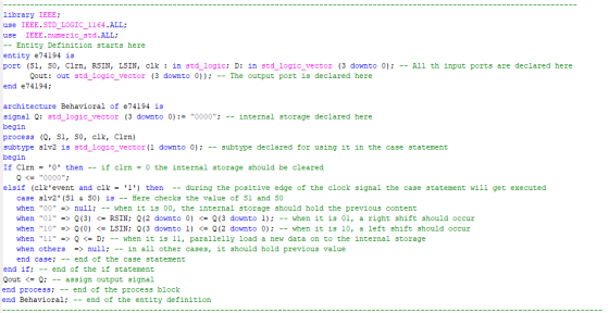 library IEEE; use IEEE.STD_LOGIC_1164.ALL; use IEEE.numeric_std.ALL; -- Entity Definition starts here entity e74194 is port (