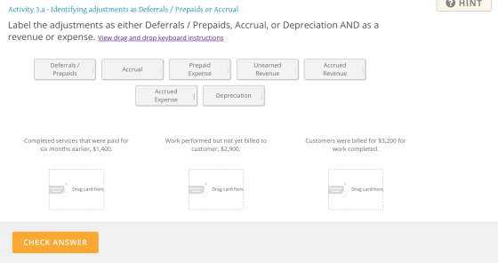 HINT Activity 3.a - Identifying adjustments as Deferrals / Prepaids or Accrual Label the adjustments as either Deferrals / Pr