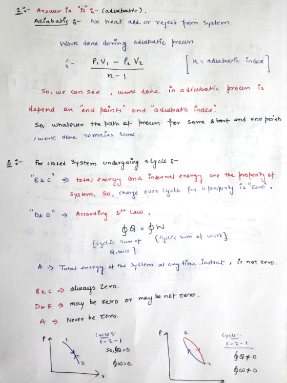Adrabatt g- No heat addey γ¡eet -rom System dapend an end paints and a uabahic indaxt So, whatever the path seime s tent an