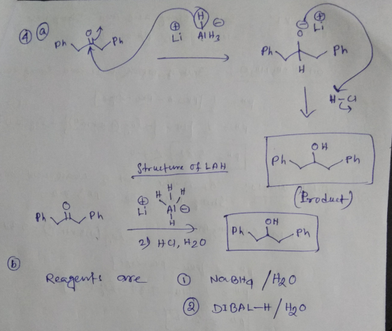 Phartph y Ph Structure of LAW sen o en Structure of LAH | HI A1H (Product) 2) H4, H20 Reagents are 0 Nobita /H2O @ DIBAL-H /