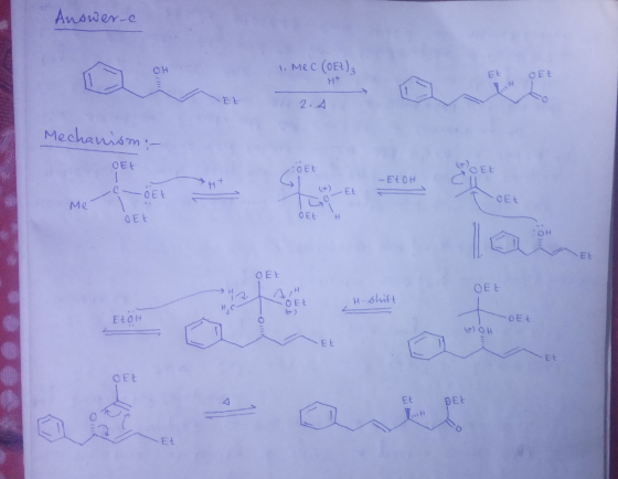 Answer-e 1. Mec (OEZ), H+ 2.4 Mechanismi- OEL OEL (+) OL OEE OEL H OEL OEL H-shift ELOH (A) OH Et Et Et Et PH