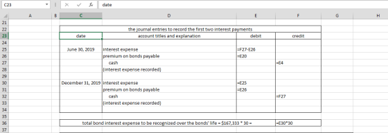 1 x fc date the journal entries to record the first two interest payments account titles and explanation debit date credit Ju