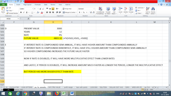PV, FV, ANNUITY (Autosaved) - Microsoft Excel (Product Activation Failed) Review View Add-Ins File Home Insert Page Layout Fo