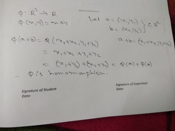 φ: R--> R b ) Signature of Supervisor Date- Signature of Student Date-