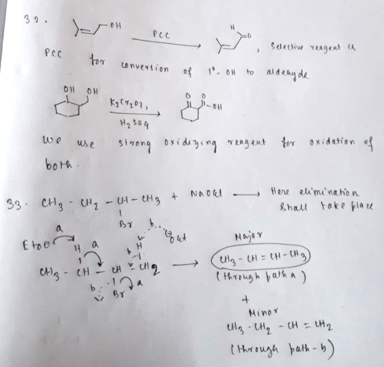 32. 32. Joh Pec PCC o , selective reagent in - for conversion of 1. OH to aldehyde OOH K2Cr2O7 - of H₂ 504 strong oxideying r