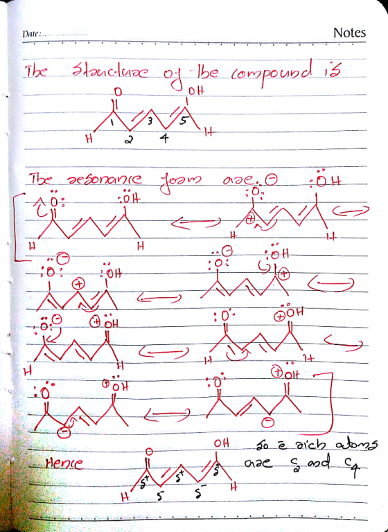 Date:......................... Notes The Slaucluse -O of be compound is OOH HA175, The aesonance foam ase.. 0 :0H Ao; ölt ct