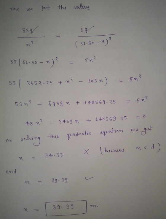 now we put the valery 53q 59 २ ( 51.50 -n2 53 ( 51.50 - x)2 = 5n? 5 27 51.50 - n 53 | 2652.25 + n² - 103n) = 5n? 53n² - 5459