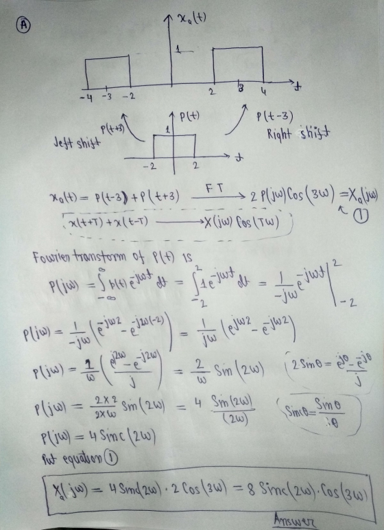 ↑ xalt) -3) Jeft shift 2 3 + PH+31 1 Plt) Teltoz Right shift - 22 t Holt) = P(t-3) +P[++3) * > 2 P(jw) Cos (3W) =Xaliw) xl+ +