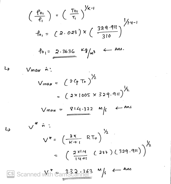 YK-1 TO1 To (fo) =( fo, = (2.023) * ( 1-4-1 329.911 310 to, = 2.3636 4 Ano. kg / m3 ₂ Vmax ni Vmax ( 2 Cp To th (2x1005 x 329