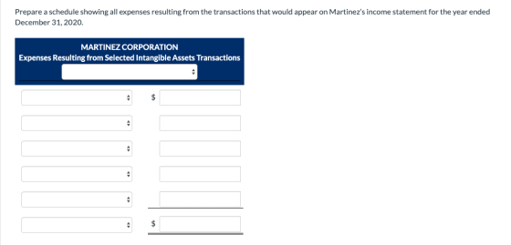 Prepare a schedule showing all expenses resulting from the transactions that would appear on Martinezs income statement for