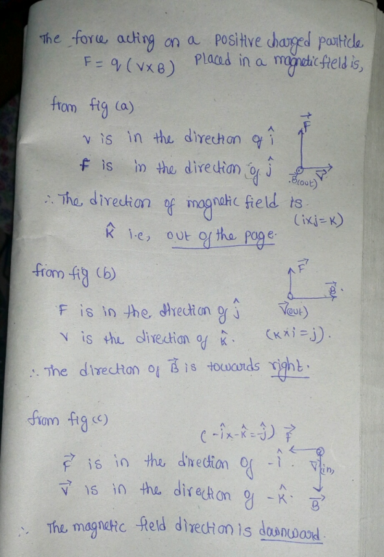 for ait on 1 dus ihc ad eat (VXB) Placed inamyoicf? ftom ftg (a) v is in the direction qī The, diveckanmoprakc field ts K e o