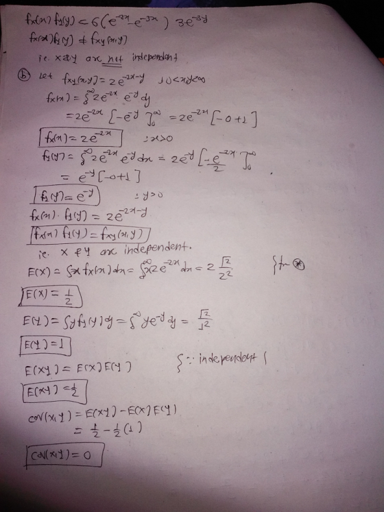 Extras fary) =666m ) 3034 fard) f (y) & fxy priy) jenay are not independent 6 let fxy (ny) = 2 82X-4 Jungen fx) = 826 edh =20