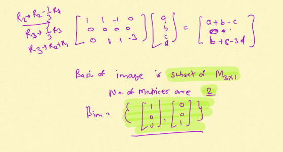 Till o at b-C RB I Rzf Roth, Lo 0 .3 Basis of image is subset of - No. of Marices are 2 Maxi Bima Trillon