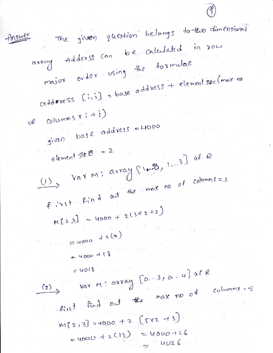 Answer The giveguesto belongs t to o dimensio n ovdey usiny e tomulae ere ss ChỉJ : base addess+ ele sive base addveis eHooo
