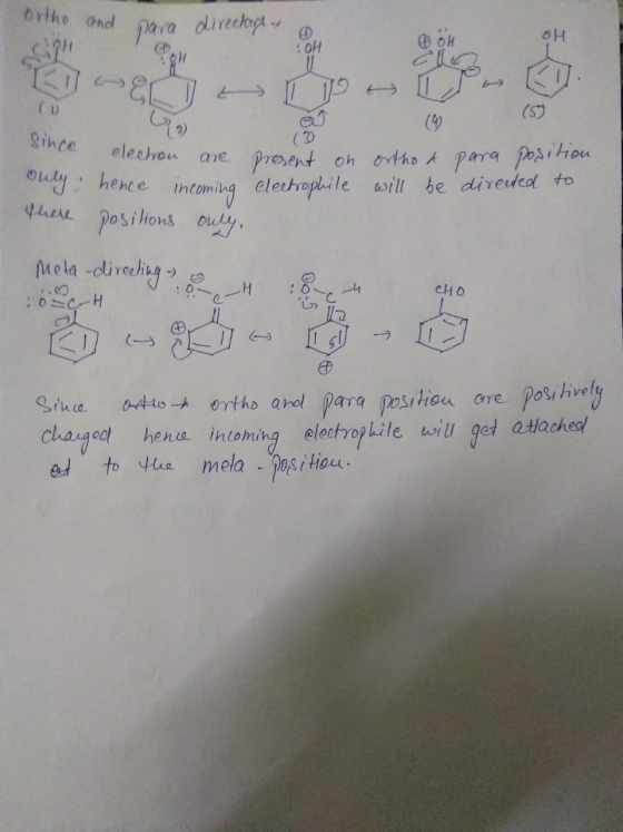 Ortho and para directors - OH OH OH KI since electron arep electron are hence incoming present on electrophile ortho & para p