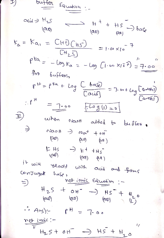 butten EQushon auid Hs (ao HS base (ac) CHOCHS CH23 = Ka - Lo Cio X5 ) = 7.00 6affers C base = 7 - 00 + Log Cous Caai H 1(( و