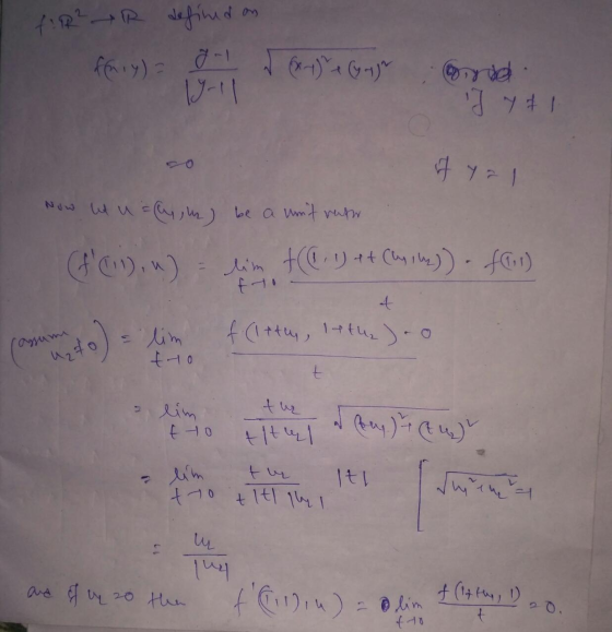 f.R² R defined ffany) = 8 - 1 (x-1) + Cyrja ly-11 @ir del J y# if yol Now let u aahe) be a unit retor lim te. 1) 44 Chyile))