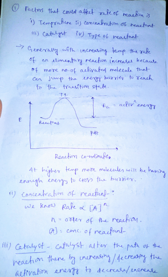 Factors that could affect sale of reaction is i) Temprature ii) concentration of reactant iri) Catalyst iv) Type of reactant