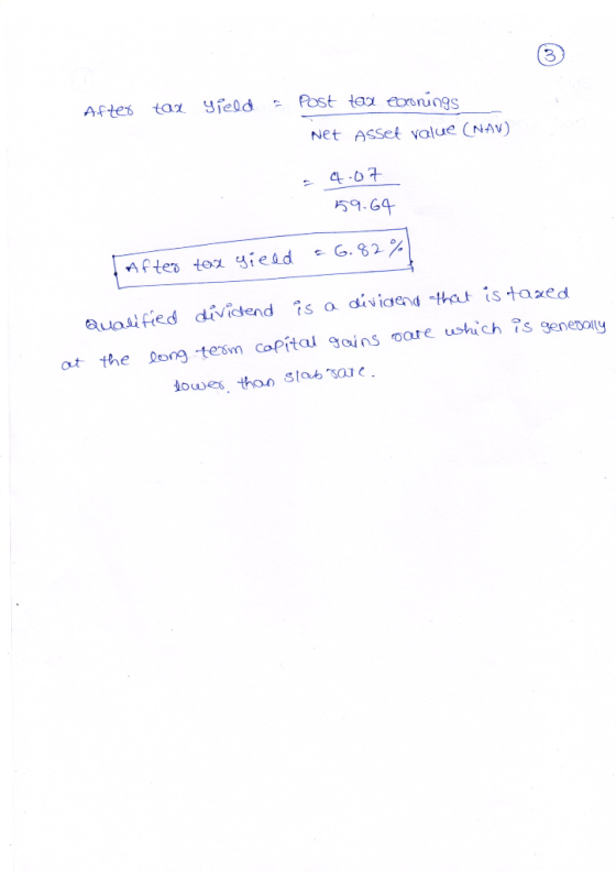 After tax yield - Post tax eaonings Net Asset value (NAV) . -07 59.64 a 6.82% After tax gieed at Qualified dividend is a divi