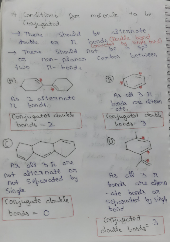 molecule to be # Conditions por . Conjugated. There should double or T → There should or non- planar two r- bonds be alternat