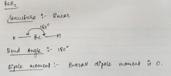 Betla Structure & Unear 80 Boud Dipole Angle :- 180° moment ! Euerall dipole moment is o.
