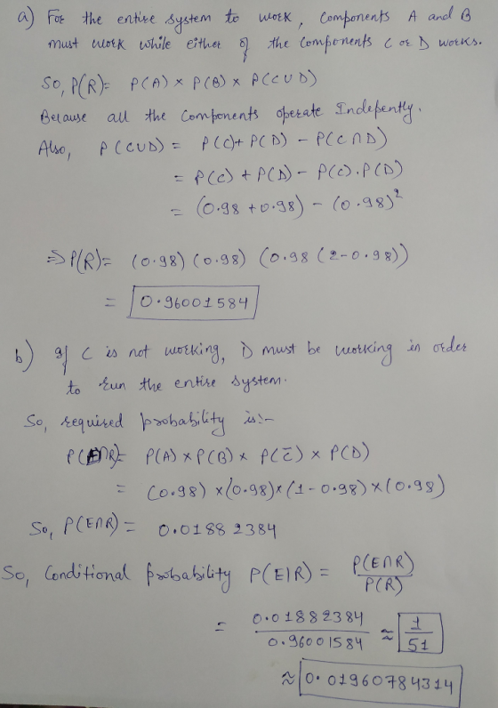 a)F the ente system to wox, Combanents A andl elause ail = (0.98 +0-38)-(e.g8), R)98) 033) .9R) in otder to tun the enthe systen Sol PCEMA) 010188 2384 CENR 00 18 8 238y 0.960 0 15 84 51 Nİo-01960984314