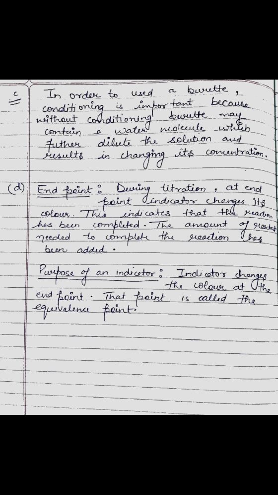 In order to used a burette because conditioning without cohditioning kerette may which containe results in changing is import