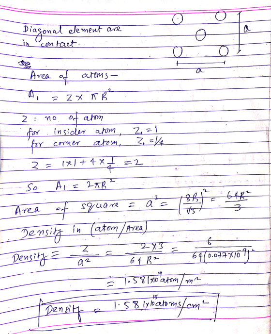 a Diagonal element are contact in a Area of aroms- ZX TR 6 2 2 of arom no Zz1 for insider arom for corner atom, Zoa =/4 2 = 1